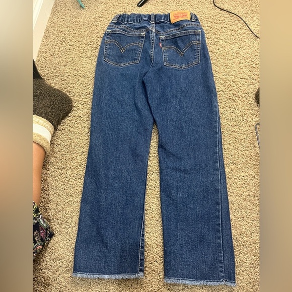 Girls Levi’s High Rise Straight Ankle Jeans, sz 10 kids Raw Hem Adjustable Waist - Picture 10 of 10